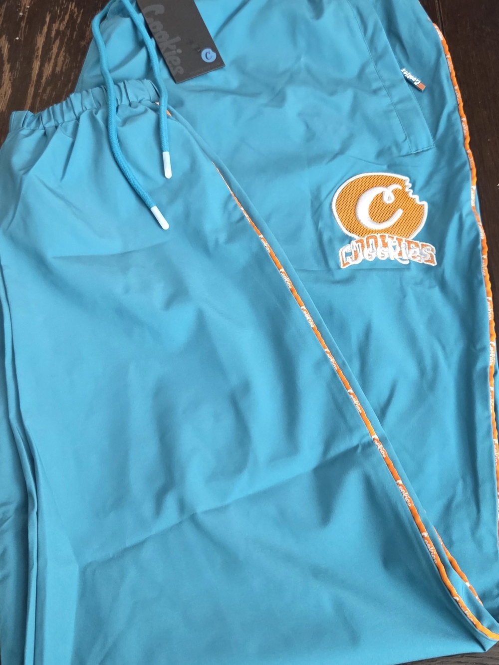 Cookies Sf Teal Mens Track Pants with Orange Cookies Accent